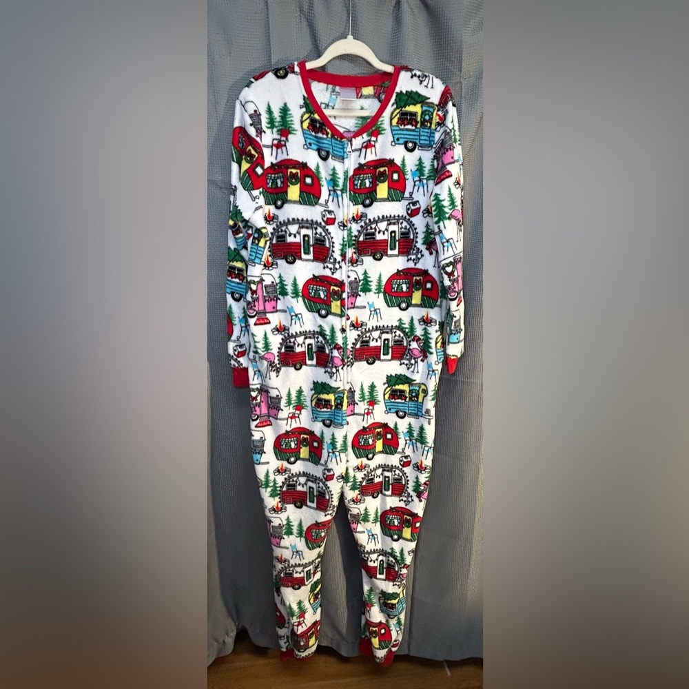 Camper/Flamingo Print Onesie with Flap- Christmas/Holiday